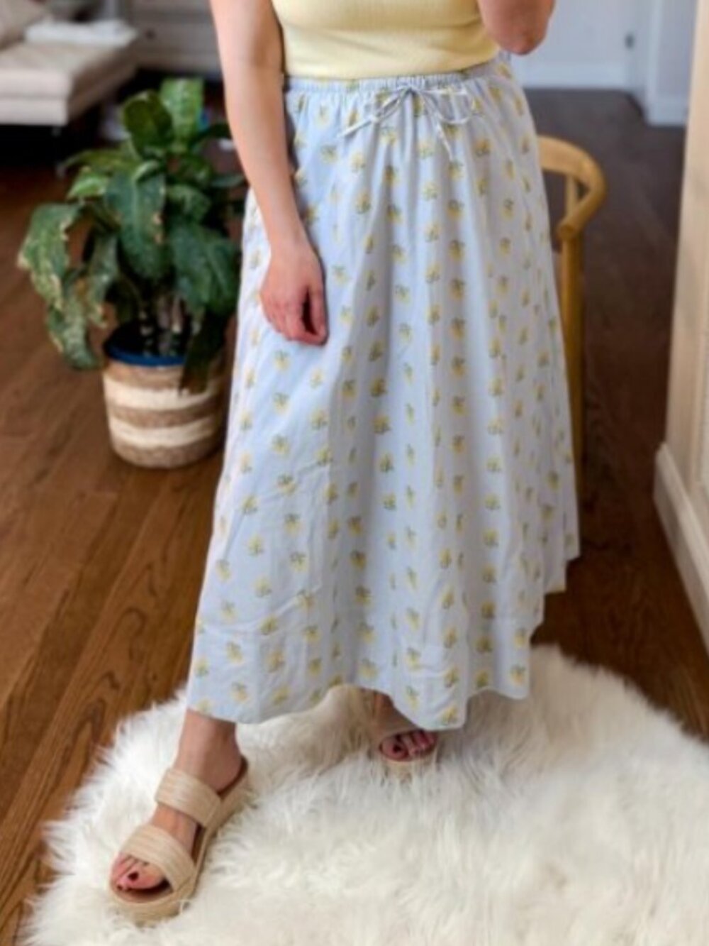 Women's Midi A-Line Skirt - Universal Thread™ Light Blue Floral S
